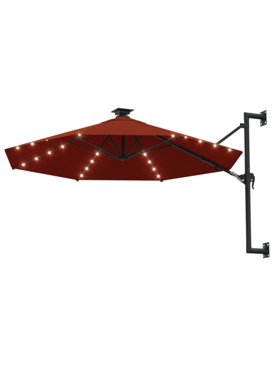 Saulessargs ar metāla kātu un led, sarkanbrūns, 300 cm