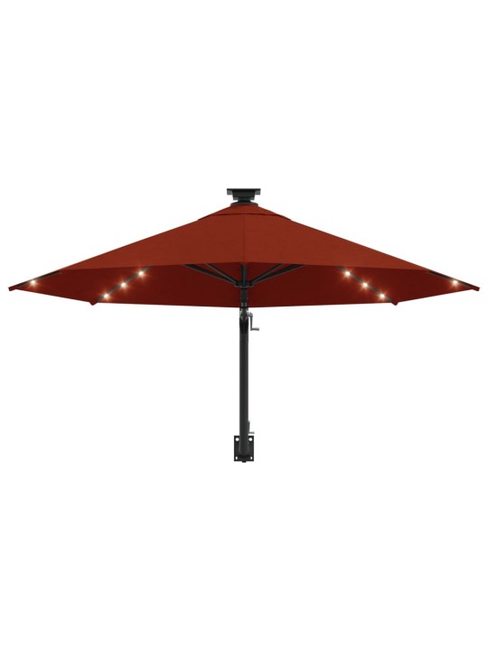Saulessargs ar metāla kātu un led, sarkanbrūns, 300 cm