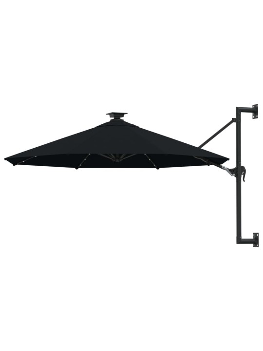 Saulessargs ar metāla kātu un led, melns, 300 cm