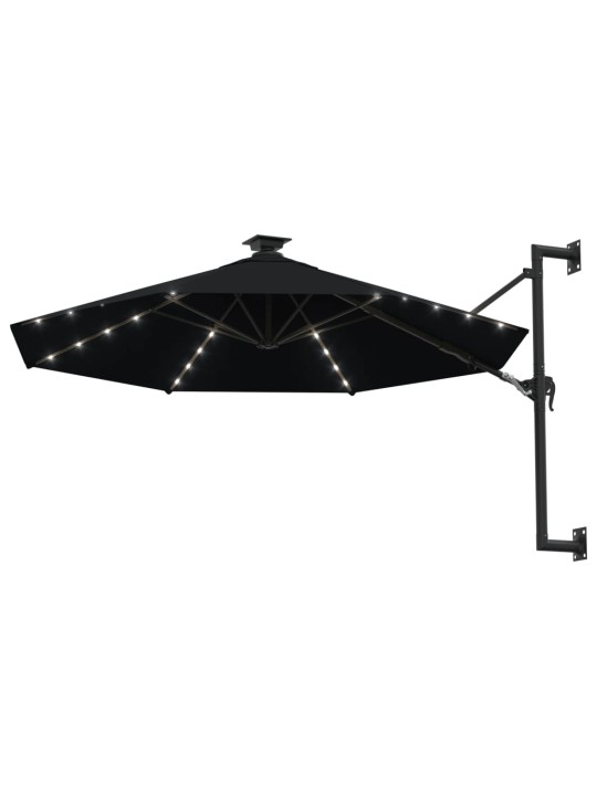 Saulessargs ar metāla kātu un led, melns, 300 cm