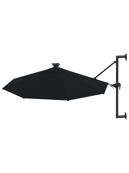 Saulessargs ar metāla kātu un led, melns, 300 cm