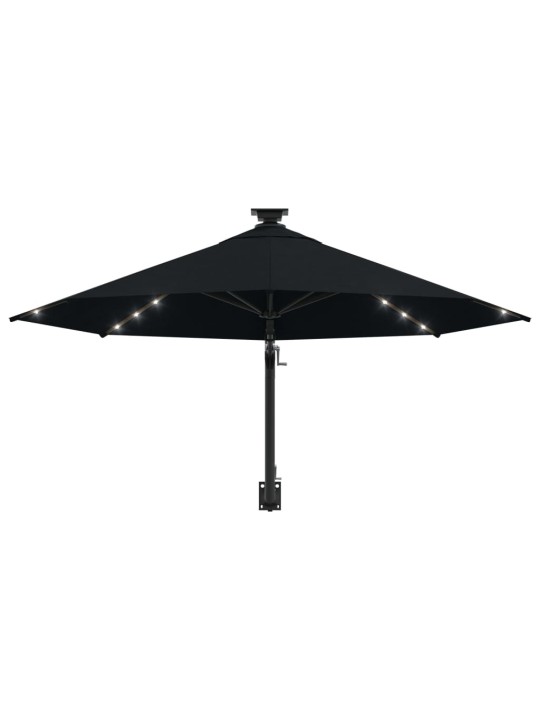 Saulessargs ar metāla kātu un led, melns, 300 cm