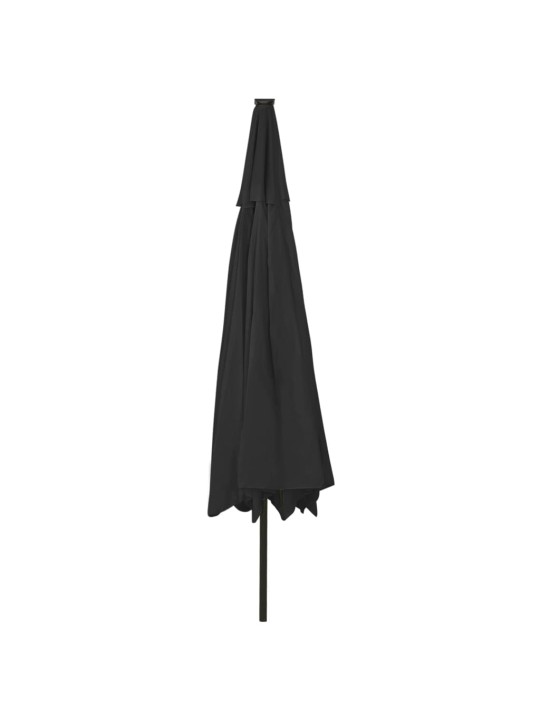 Dārza saulessargs ar led gaismām un metāla kātu, 400 cm, melns