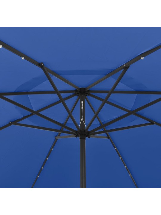 Dārza saulessargs ar led un metāla kātu, 400 cm, debeszils