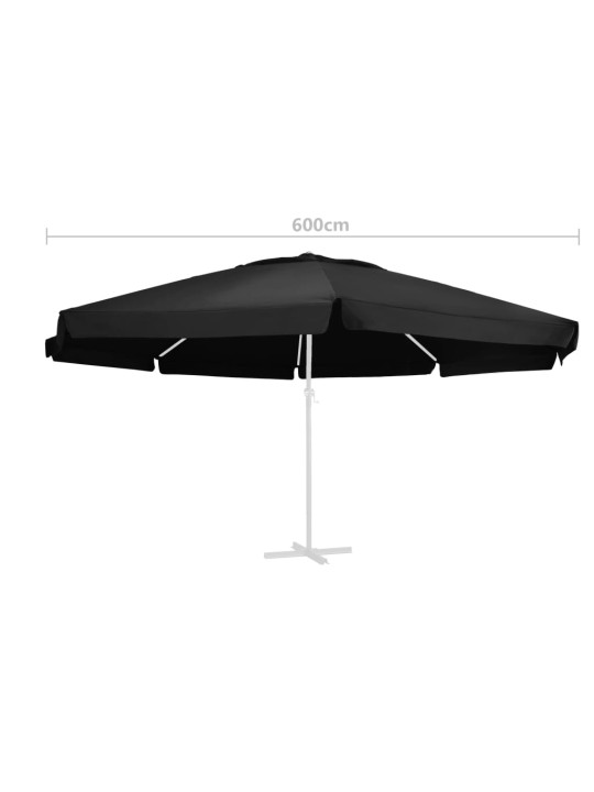 Saulessarga rezerves audums, melns, 600 cm