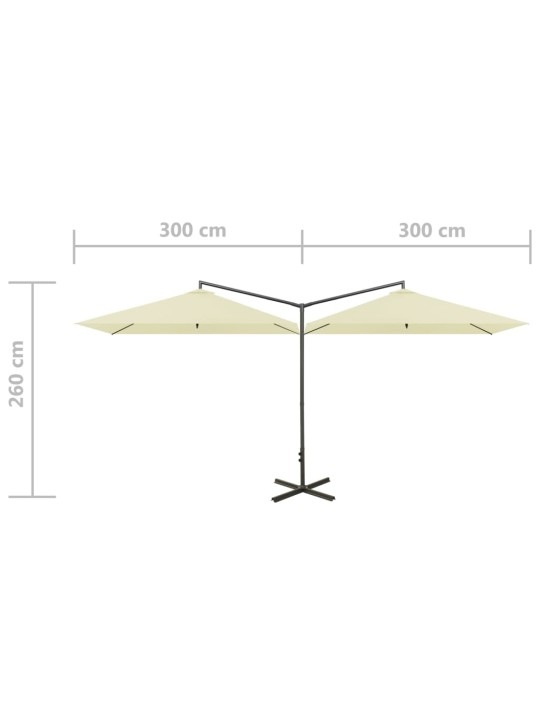Dubultais saulessargs ar tērauda kātu, 600x300 cm, smilšu krāsā