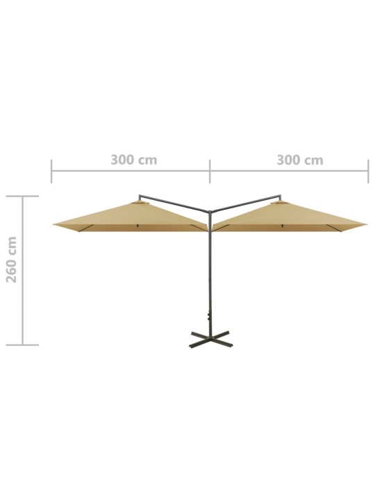Dubultais saulessargs ar tērauda kātu, 600x300 cm, pelēkbrūns