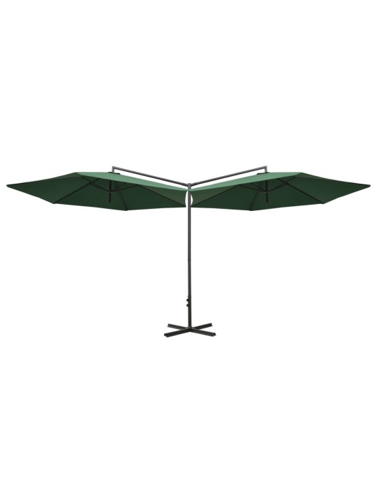 Dubultais saulessargs ar tērauda kātu, 600 cm, zaļš