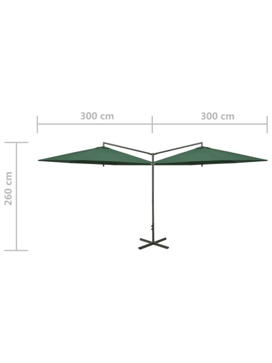 Dubultais saulessargs ar tērauda kātu, 600 cm, zaļš