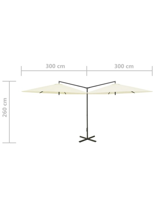 Dubultais saulessargs ar tērauda kātu, 600 cm, smilšu krāsā