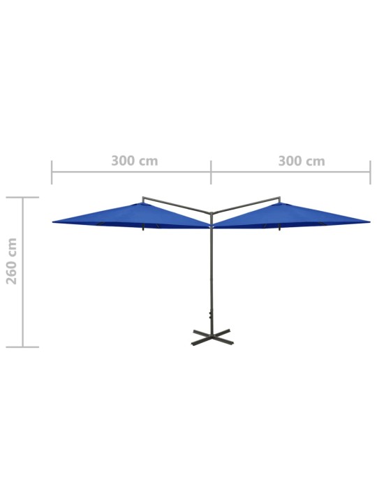 Dubultais saulessargs ar tērauda kātu, 600 cm, debeszils