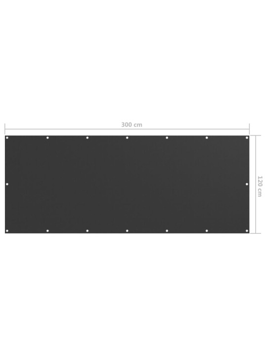 Balkona aizslietnis, 120x300 cm, antracītpelēks audums