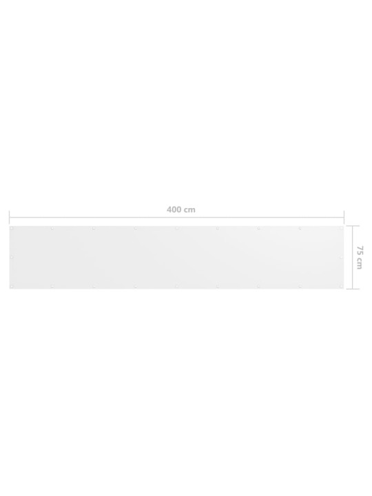 Balkona aizslietnis, 75x400 cm, balts audums
