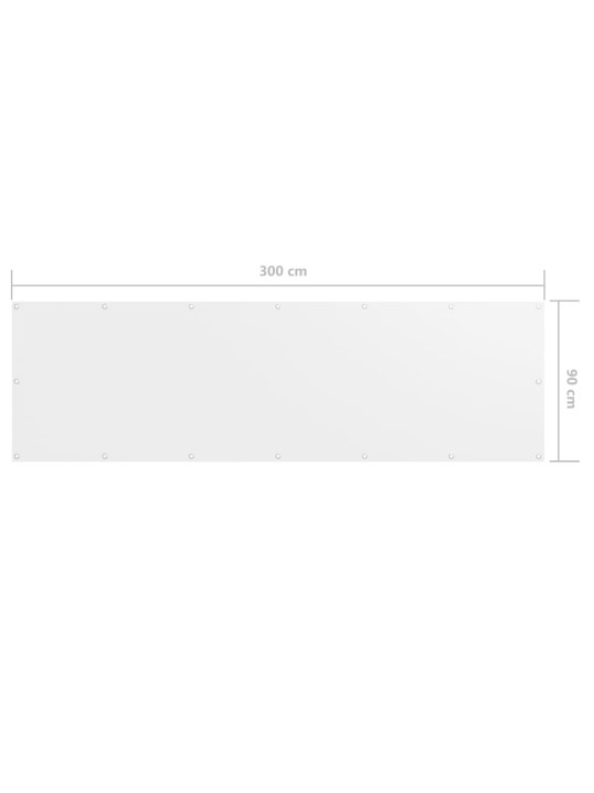 Balkona aizslietnis, 90x300 cm, balts audums