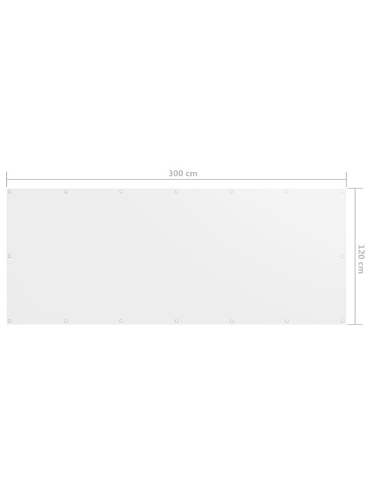 Balkona aizslietnis, 120x300 cm, balts audums