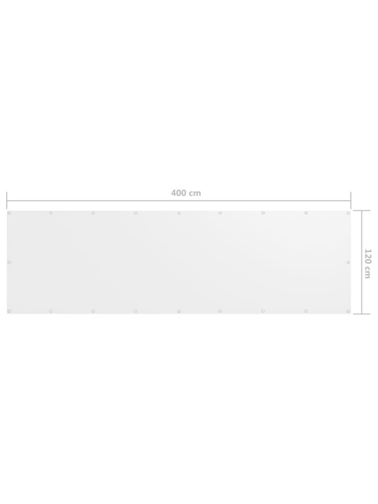 Balkona aizslietnis, 120x400 cm, balts audums