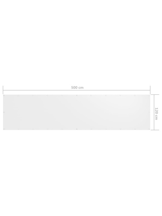 Balkona aizslietnis, 120x500 cm, balts audums
