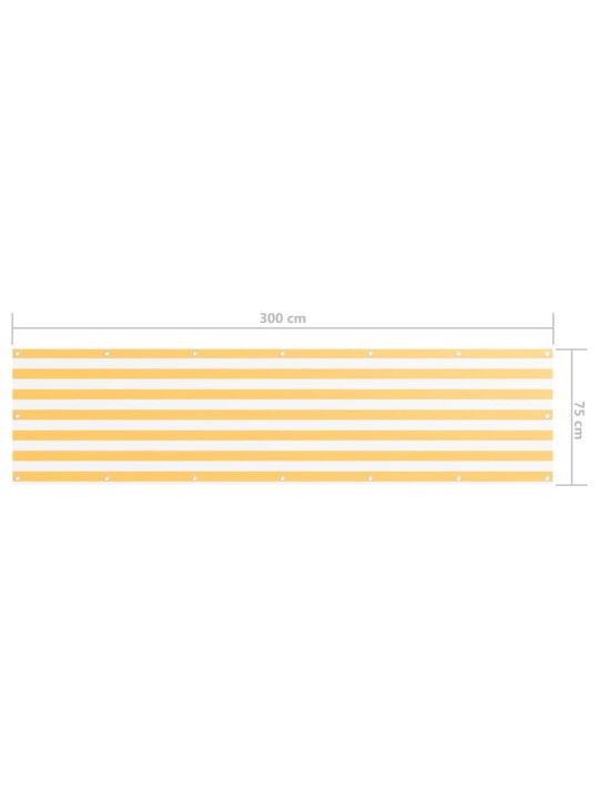 Balkona aizslietnis, 75x300 cm, balts un dzeltens audums