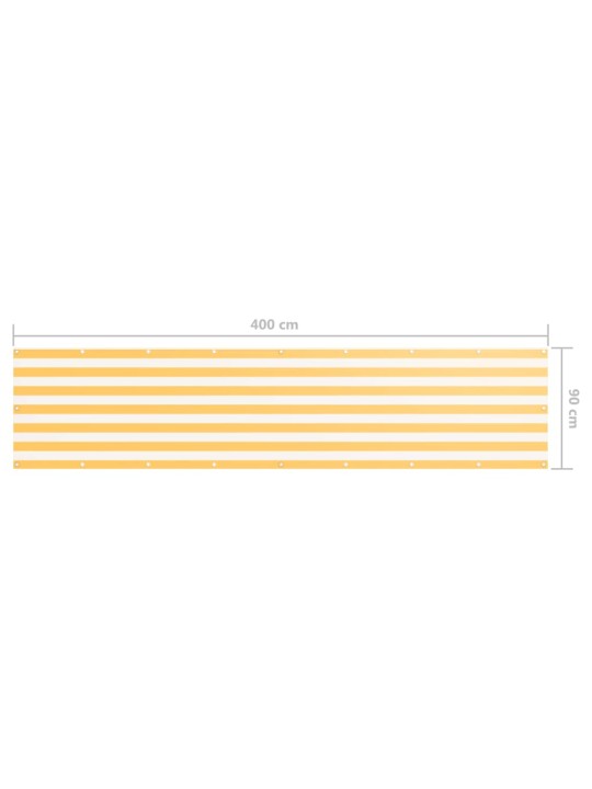 Balkona aizslietnis, 90x400 cm, balts un dzeltens audums