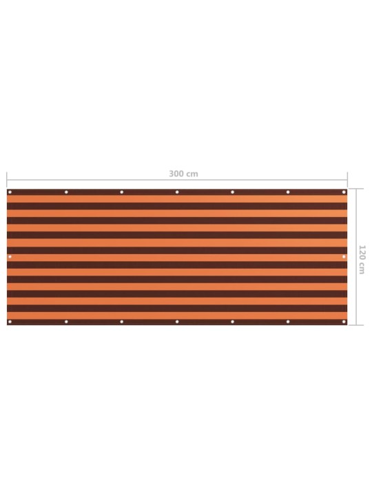 Balkona aizslietnis, 120x300cm, oranžs un brūns oksforda audums