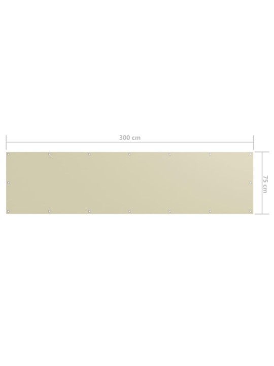 Balkona aizslietnis, 75x300 cm, krēmkrāsas oksforda audums