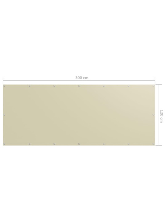 Balkona aizslietnis, 120x300 cm, krēmkrāsas audums