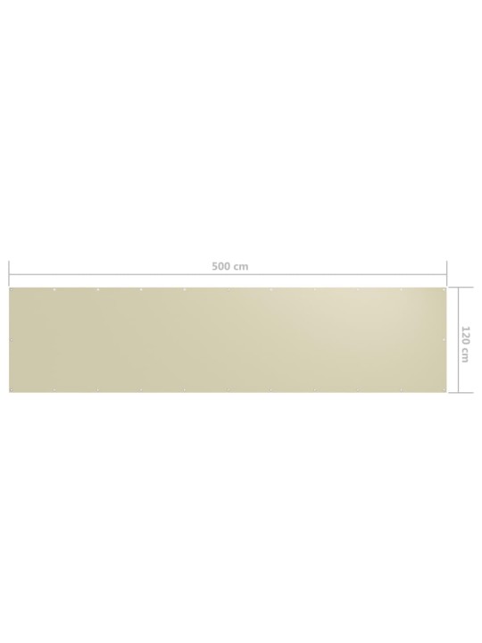 Balkona aizslietnis, 120x500 cm, krēmkrāsas audums