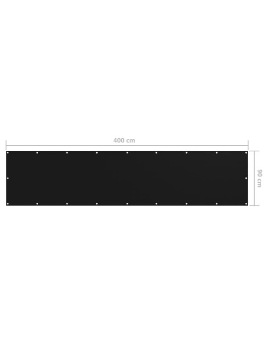 Balkona aizslietnis, 90x400 cm, melns oksforda audums