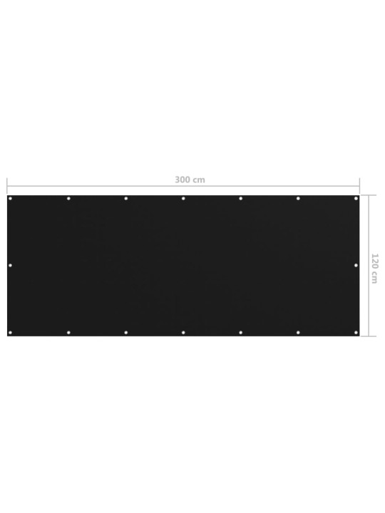 Balkona aizslietnis, 120x300 cm, melns oksforda audums