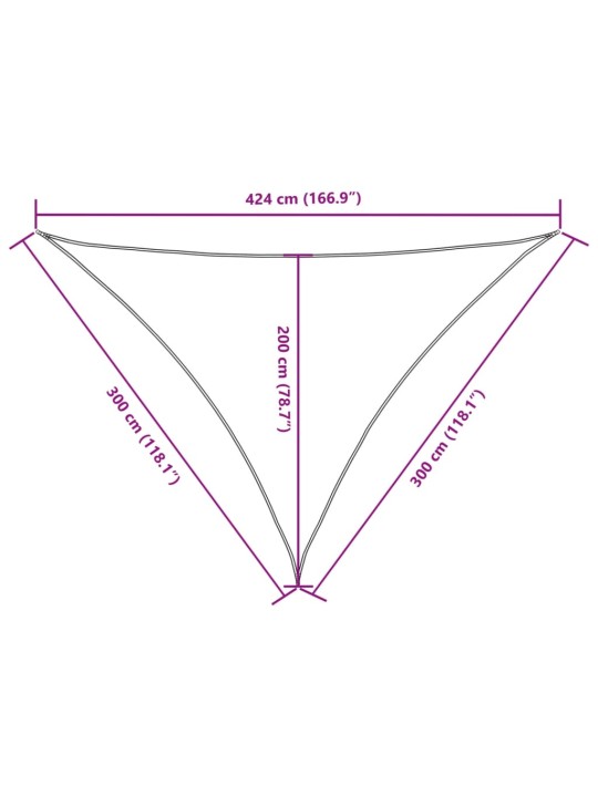 Saulessargs, 3x3x4,24 m, trijstūra, krēmkrāsas oksforda audums
