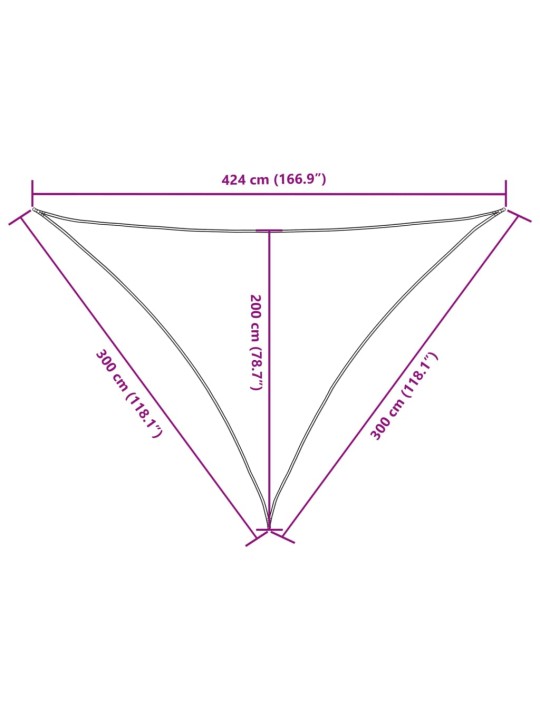 Saulessargs, 3x3x4,24 m, trijstūra, balts oksforda audums