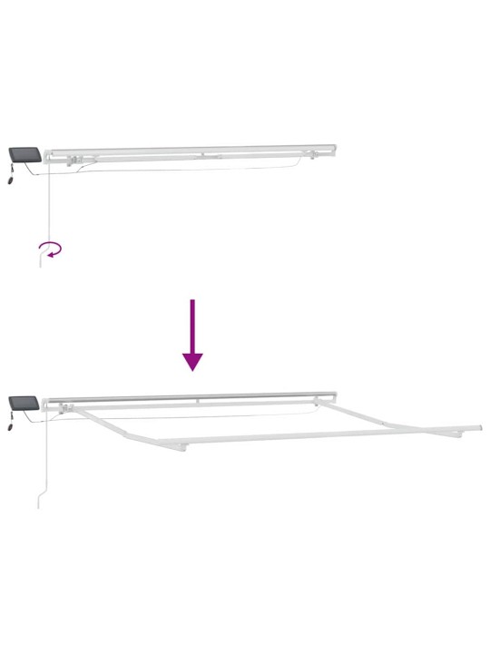 Markīze ar manuāls balts 3 x 2,5 m metāla