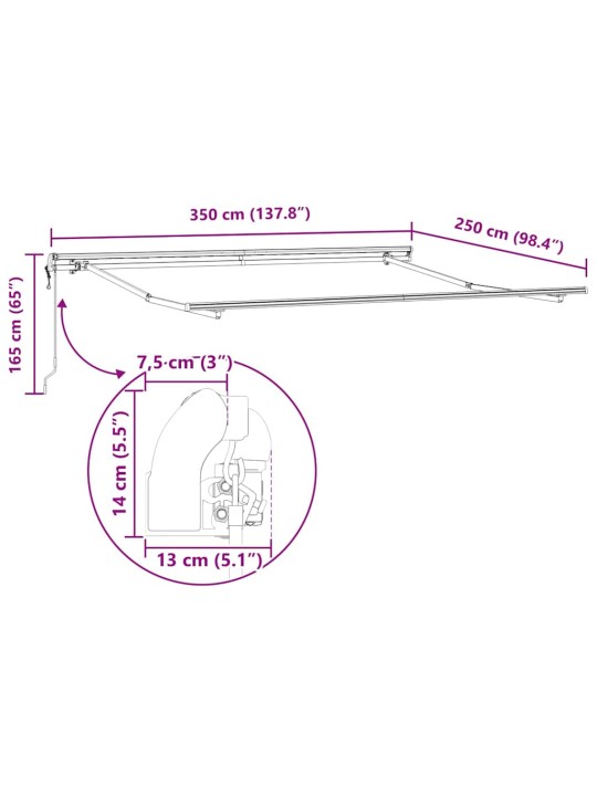 Markīze manuāls balts 3,5 x 2,5 m metāla