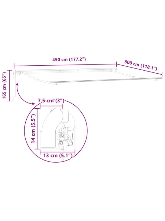 Markīze manuāls balts 4,5 × 3 m metāla