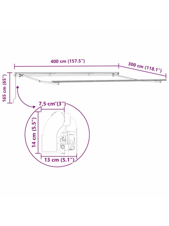 Markīze manuāls antracīts 4 × 3 m metāla