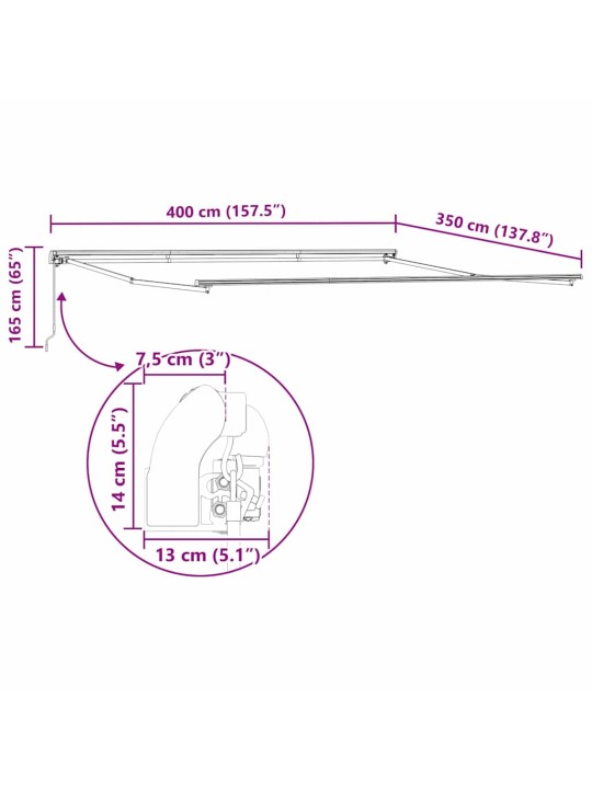 Markīze manuāls antracīts 4 × 3,5 m metāla