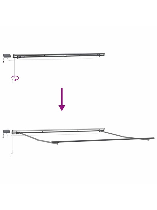 Markīze ar manuāls antracīts 4,5 × 3,5 m metāla