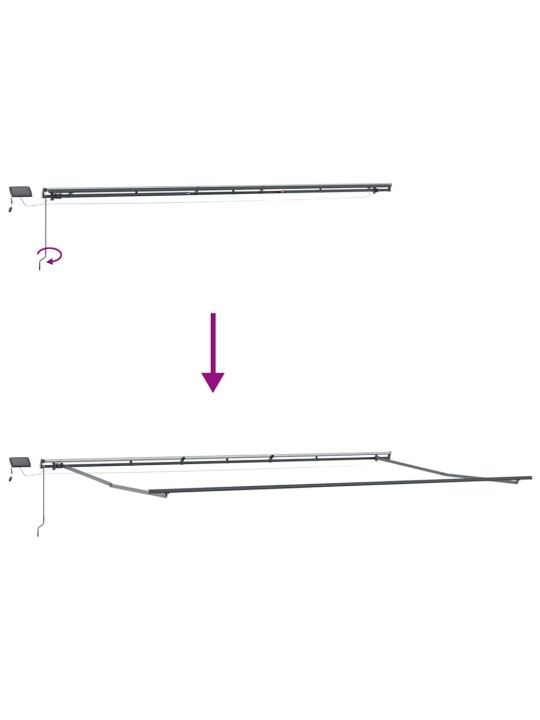Markīze ar manuāls antracīts 6 × 3,5 m metāla