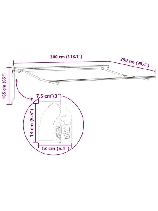 Markīze manuāls antracīts 3 x 2,5 m metāla