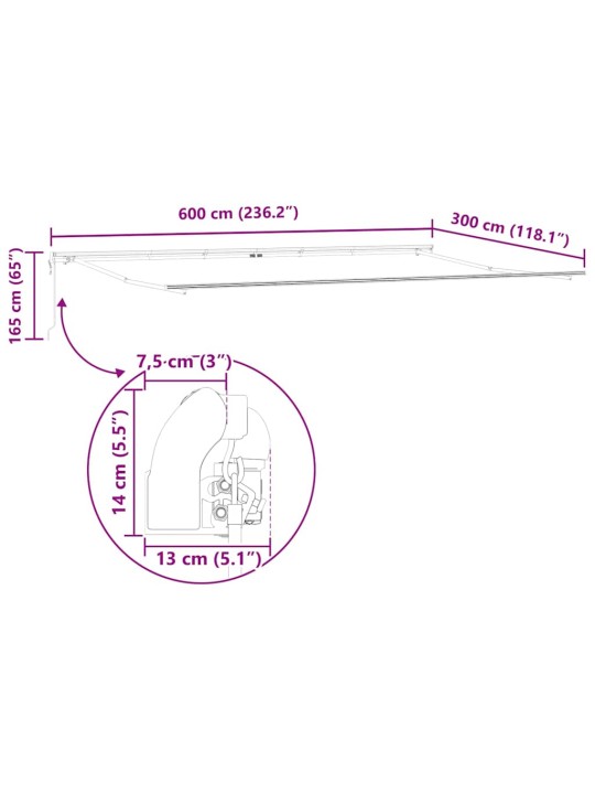 Markīze manuāls antracīts 6 x 3 m metāla