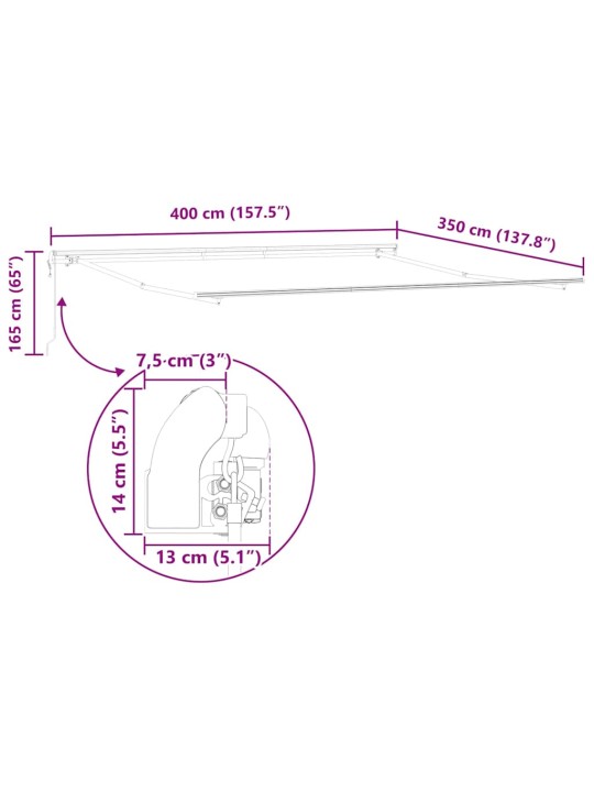 Markīze manuāls antracīts 4 × 3,5 m metāla