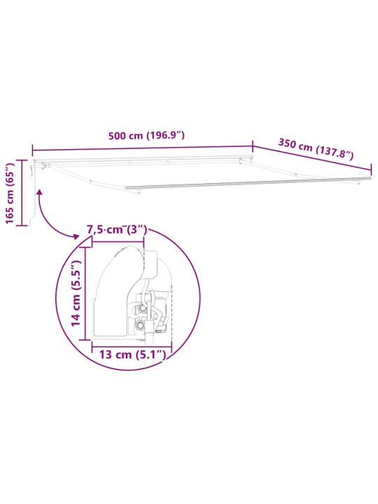 Markīze manuāls antracīts 5 × 3,5 m metāla
