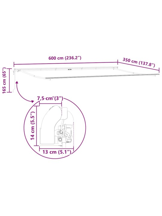 Markīze antracīts 6 × 3,5 m metāla