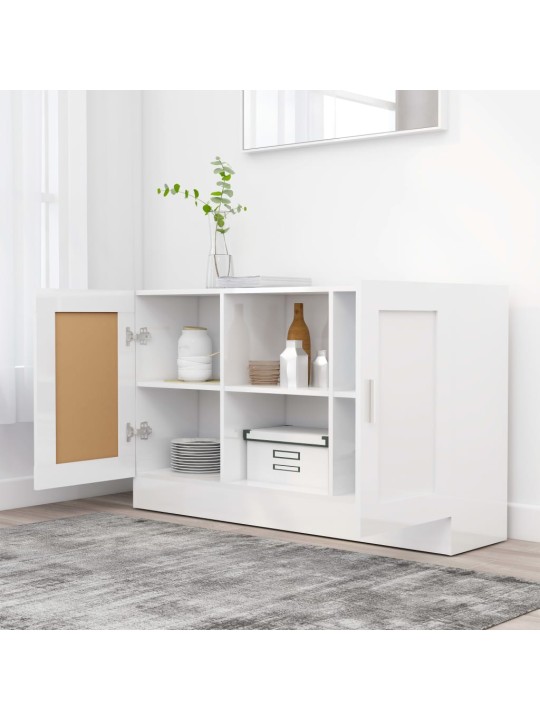 Kumode, spīdīgi balta, 120x30,5x70 cm, inženierijas koks
