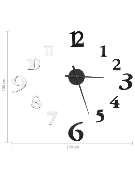 3d sienas pulkstenis moderns dizains melns balts 100 cm xxl