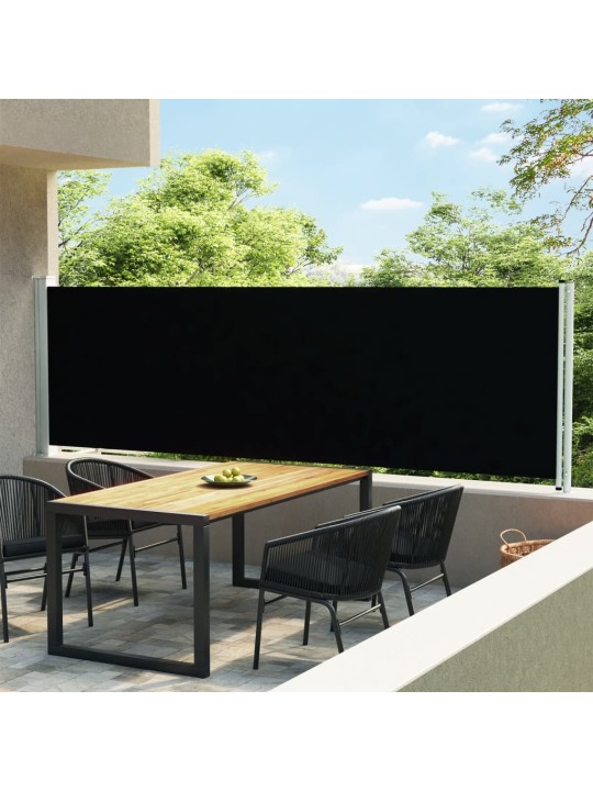 Izvelkama sānu markīze, melna, 140x600 cm