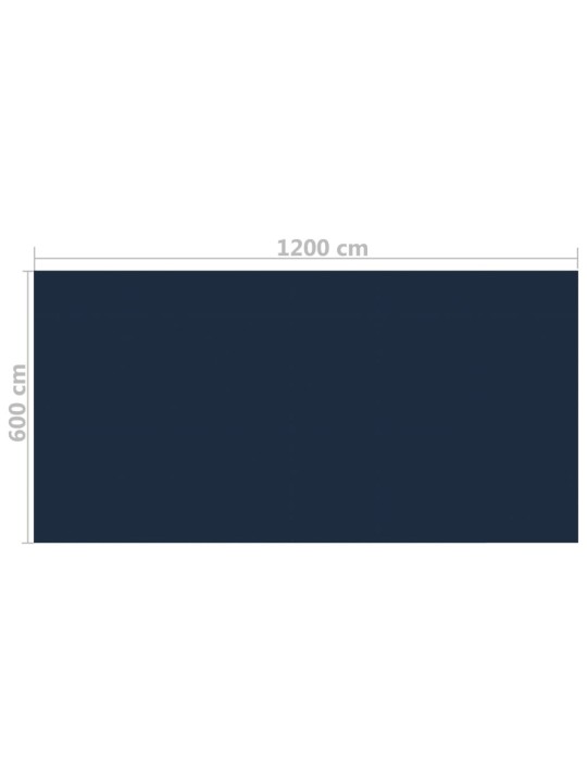 Baseina pārklājs, solārs, peldošs, 1200x600 cm, melns un zils