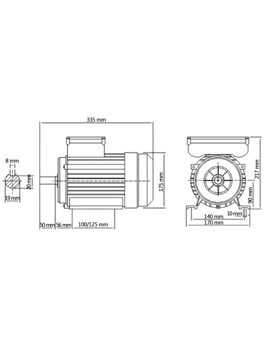 Vienfāzes elektromotors, 1,5 kw/2 zs, 2 poli, 2800 apgr./min