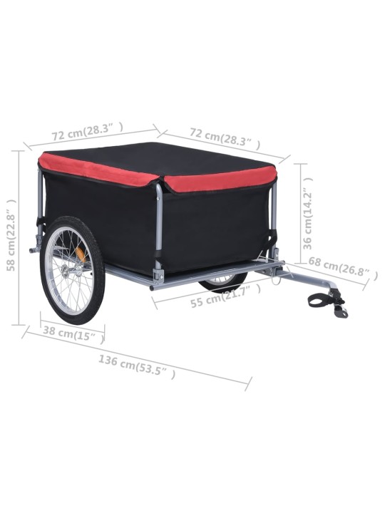 Velosipēda piekabe, 65 kg, melna ar sarkanu