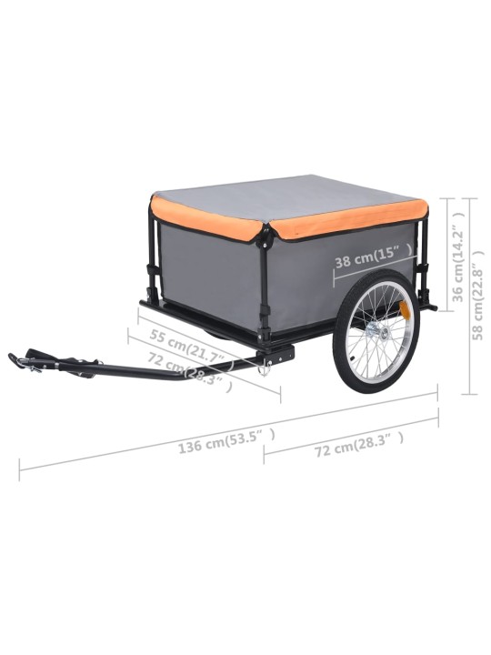 Velosipēda piekabe, 65 kg, pelēka ar oranžu